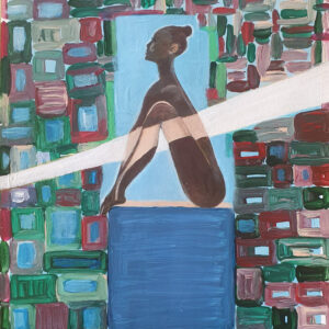 Girl on the cube.